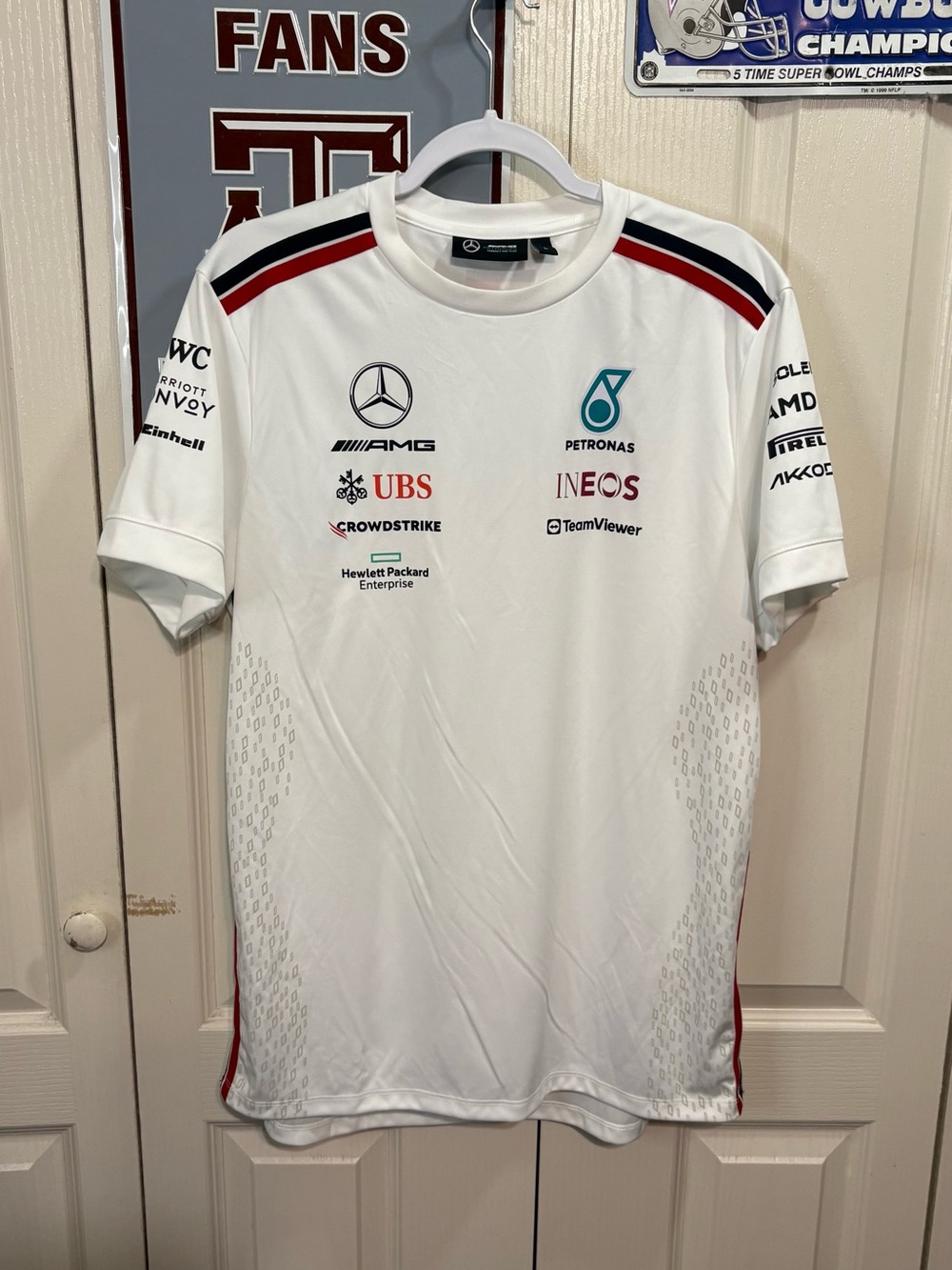 Mercedes AMG Petronas Formula One White Team Short-Sleeve Men’s Jersey